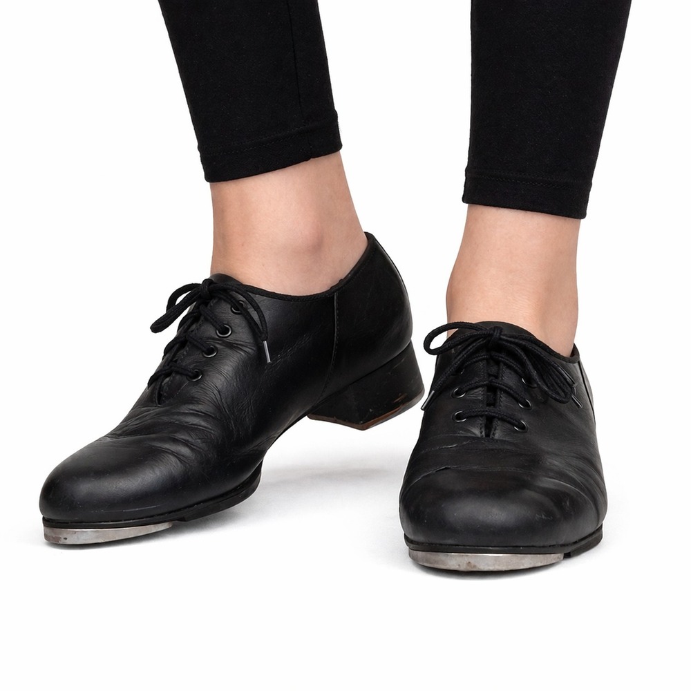 Bloch Dance Tap Shoes Women's Size 11.5 Black Leather Lace Up Techno Tap Plates